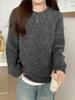 Women's Soft Long Sleeve Knitted Sweater - Loose Fit, Solid Color Pullover for Autumn/Winter