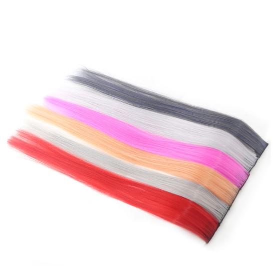 Women Lady Multi Colors Long Straight Hairpiece Wig Party Hanging Ear Hair Extension