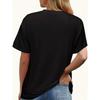 Women's Black Happy Mom's Day Hearts & Roses Print Tee Short Sleeve Crew Neck Casual Mother's Day Top