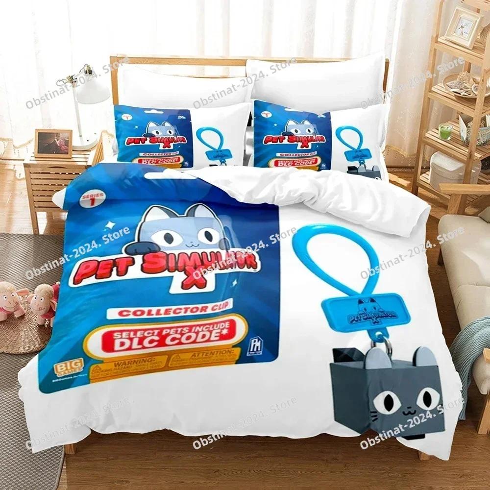 Games Cute Pet Simulator X Bedding Set Printed single Comforter Quilt Bed Cover Duvet Cover Pillow Case 3 Pieces Kids Adult Size