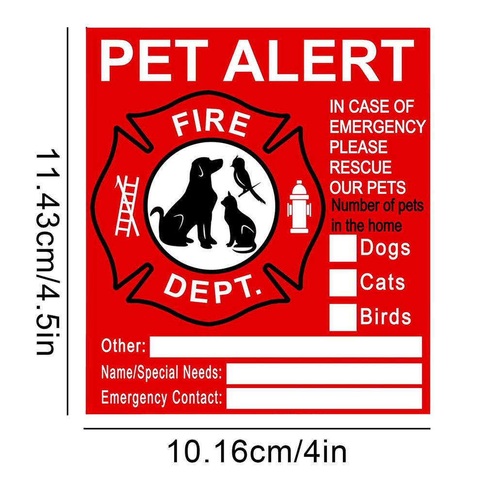 Pet Alert Safety Fire Rescue Stickers Window Cling Pets Inside Decal Stickers UV Fade Resistant Alert Safety Fire Rescue Sticker