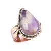Natural Tiffany Stone Gemstone Two Tone 925 Sterling Silver Ring Size 6.5 z7Z72