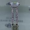 Women Double Layer Princess Cut High Carbon Diamond Ring for Engagement Wedding Anniversary Gift