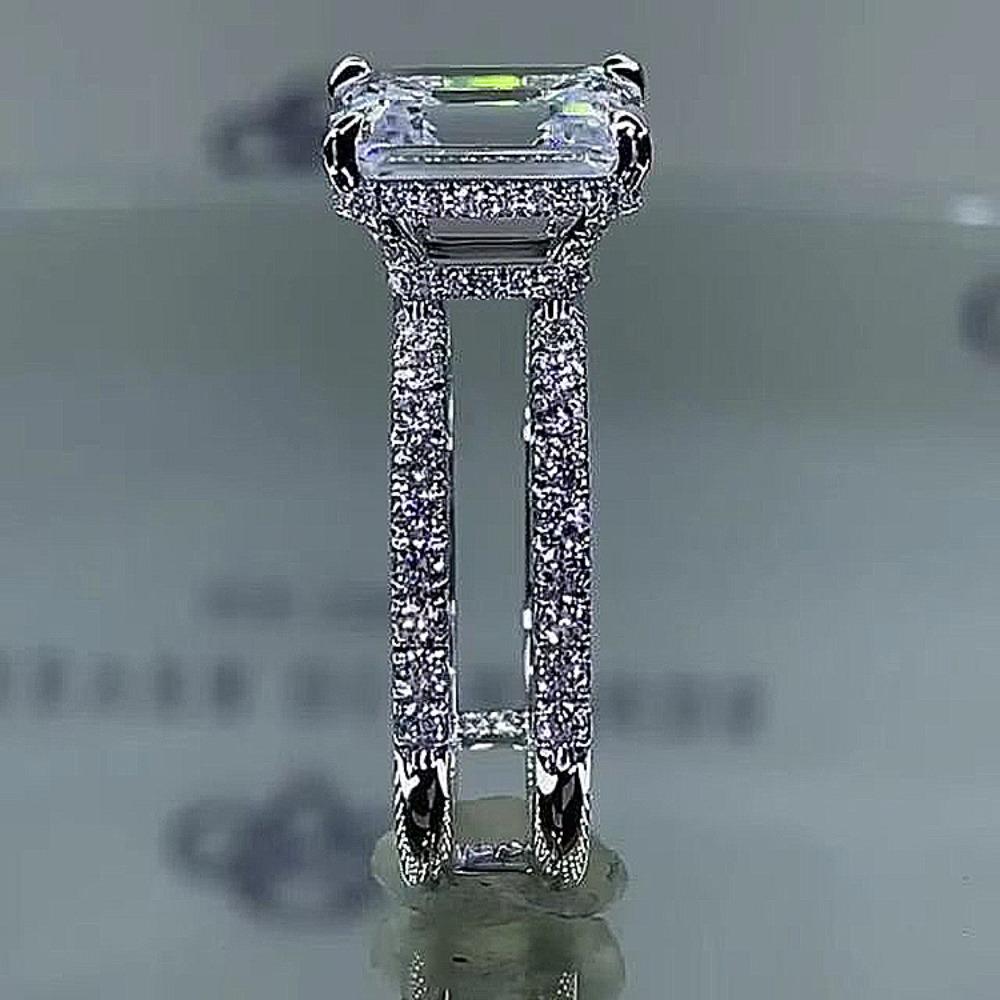 Women Double Layer Princess Cut High Carbon Diamond Ring for Engagement Wedding Anniversary Gift