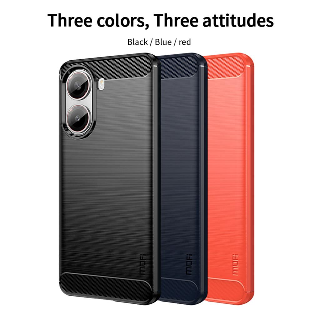For Xiaomi Poco X7 Pro 5G Back Cover MOFI Brushed Texture Carbon Fiber Soft TPU Case
