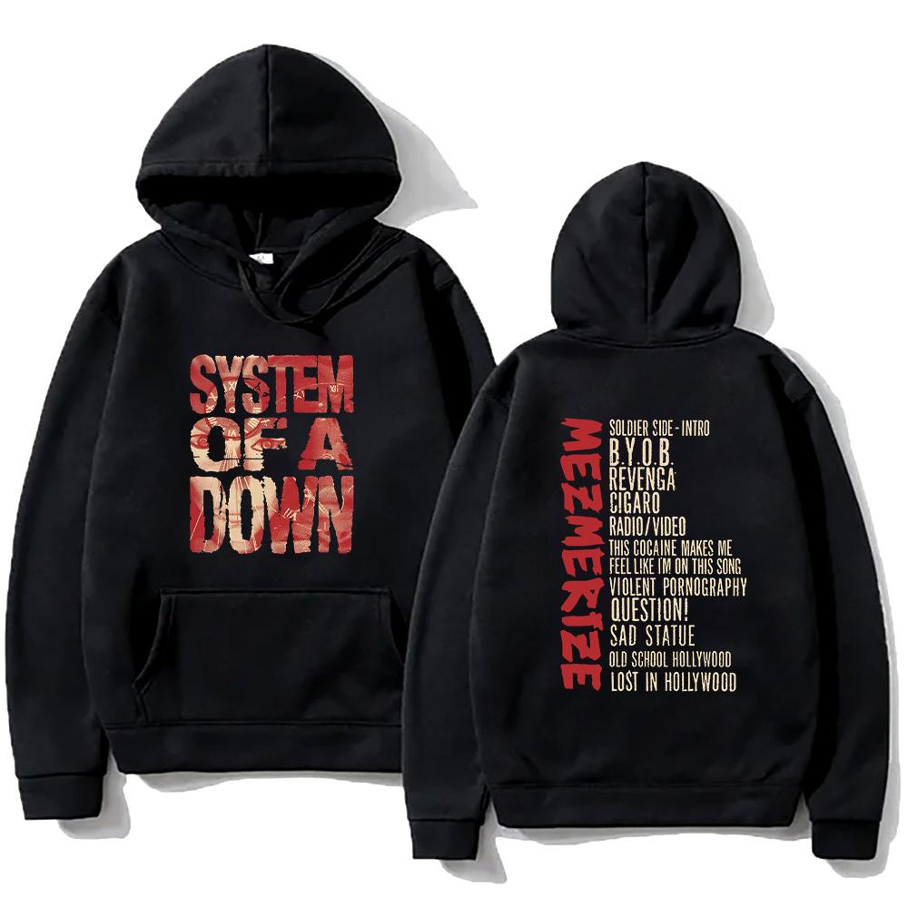 Mikiny Rock Band System of A Down System of A Down Mezmerize Seznam skladeb Mikina s kapucí Podzim Pánské oblečení Unisex Retro Y2K Pulovry