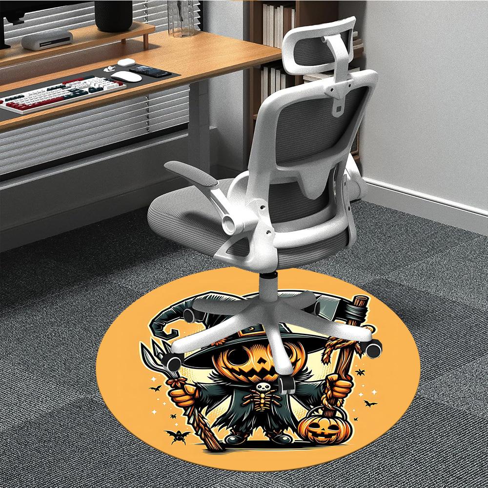 1pc Pumpkin Reaper Office Round Area Rug, Under Office Chairs Bedroom Living Room Home Decor, Room Deco, Available in Various Sizes