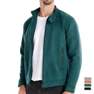 Men's Faux Suede Jacket Full Zip Casual Vintage Jackets Lightweight Classic Solid Color Trucker Coat for Men Spring Fall Windproof Warm Jackets