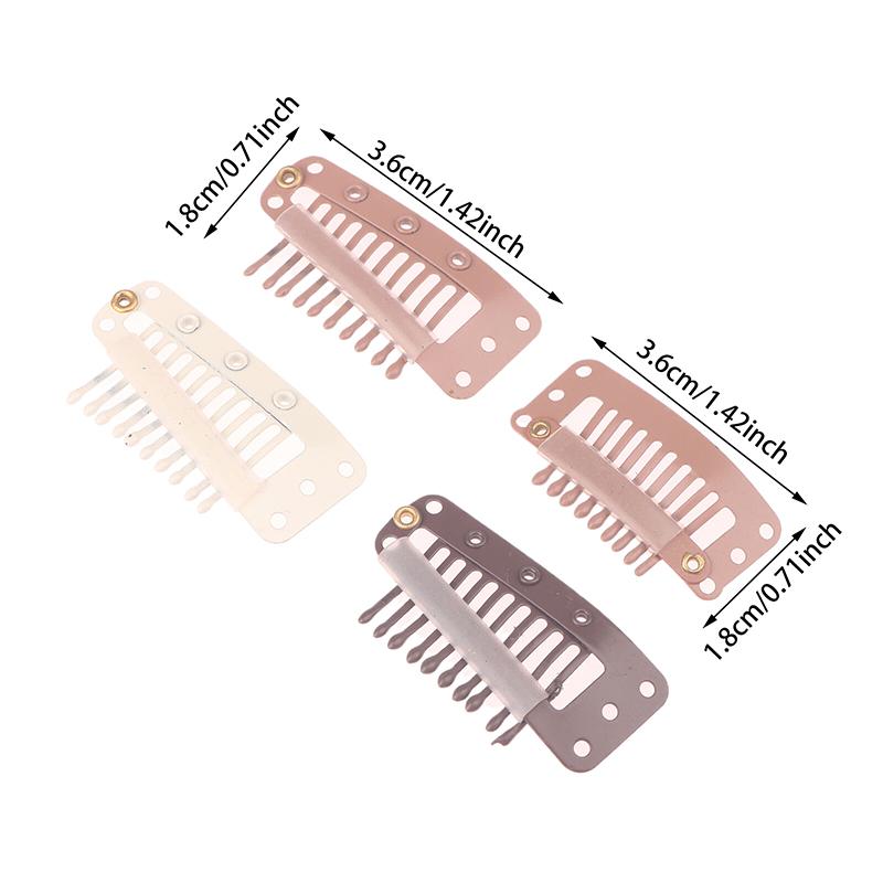 10Pcs 9/10 Teeth Snap Wigs Clips Portable Metal Snap Hair Clips For Hair Extensions Accessories Tool10 Pcs Hair Extension Clips