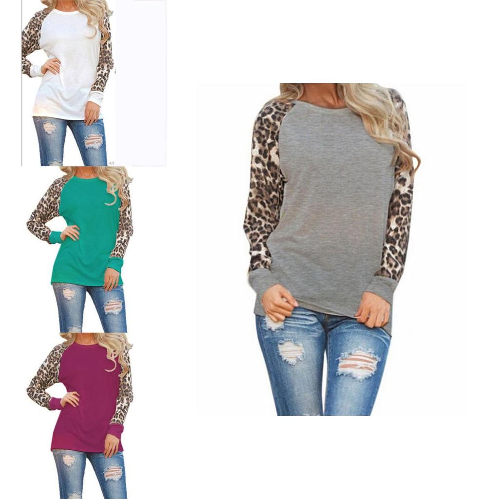 Plus Size Womens Long Sleeve Leopard T Shirts With Loose Casual Fit And Stylish Design