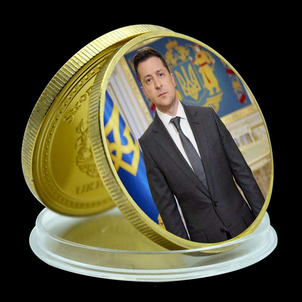 

President of Ukraine Portrait of Zelenskyy Gold Commemorative Coin 1PC золотий