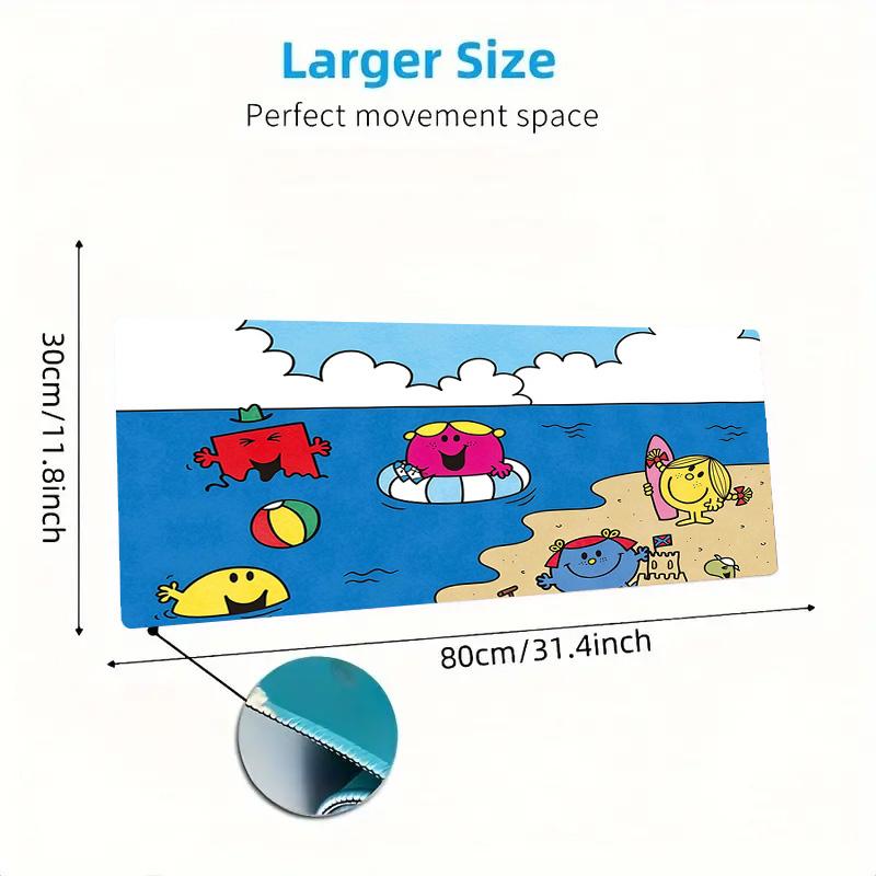 Mr. Men and Little Miss2 Print Cushion Non-slip Laptop Tablet Big Mousepad XXL Mat Mini PC Playmat With Lock edge