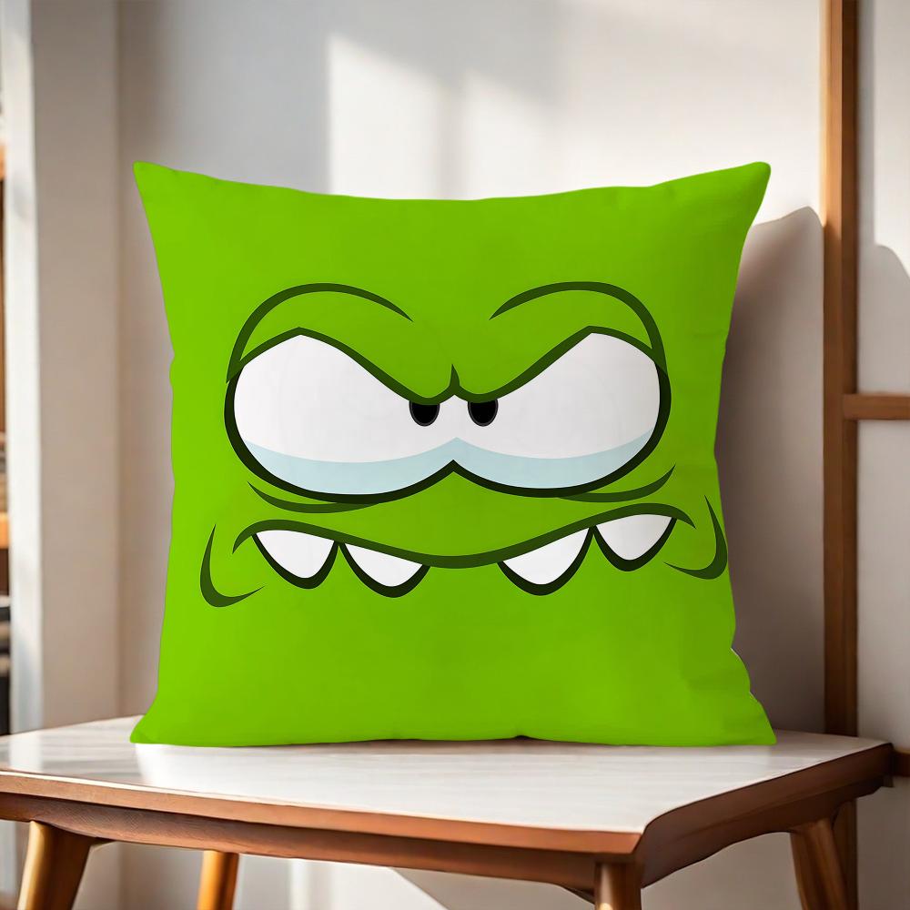 Süßer Frosch Cartoon Spiel Lustiges Gesicht O-Om N-Nom Kissenbezug Für Kissen Druck Sofa Dekoration Zuhause Auto Büro Nordische Schlichtheit