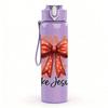 1PC Love Like Jesus Bow Letter 750ml Color Plastic Sports Water Bottle Leakproof Flip Straw Lid Suitable for Sports Office Home Use