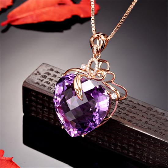 

Привет, элегантное сердце любви, подвеска в форме капли воды, ожерелье с аметистом для женщин и девочек, коробка с драгоценными камнями, цепочка, чокер, свадебные украшения, рождественские подарки фиолетовый