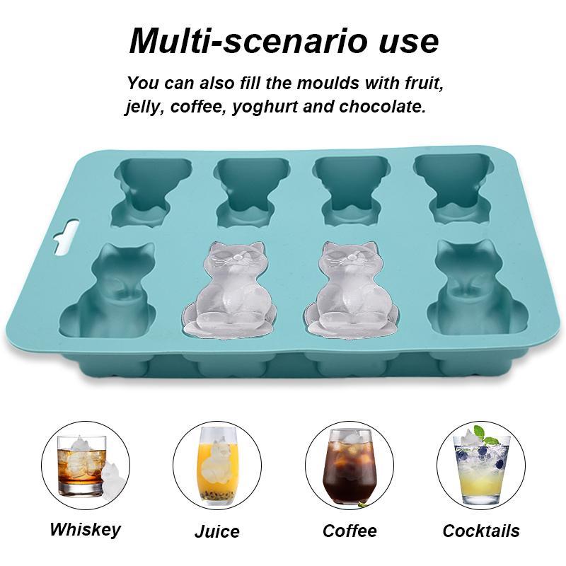 1pc 3D Cat Ice Cube Mold Easy To Release Silicone Ice Hockey Machine Suitable for Cold Drinks Whiskey and Cocktails BPA Fre