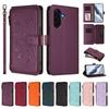 For Samsung Galaxy A37 5G Leather Case Butterfly Floral Imprint Zipper Wallet Stand Cover with Wrist Strap