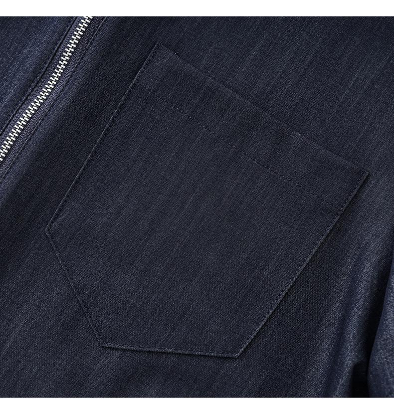 Light Oxygen Minimalist Denim Half-Zip Dress Short Loose A-Line Skirt for Women