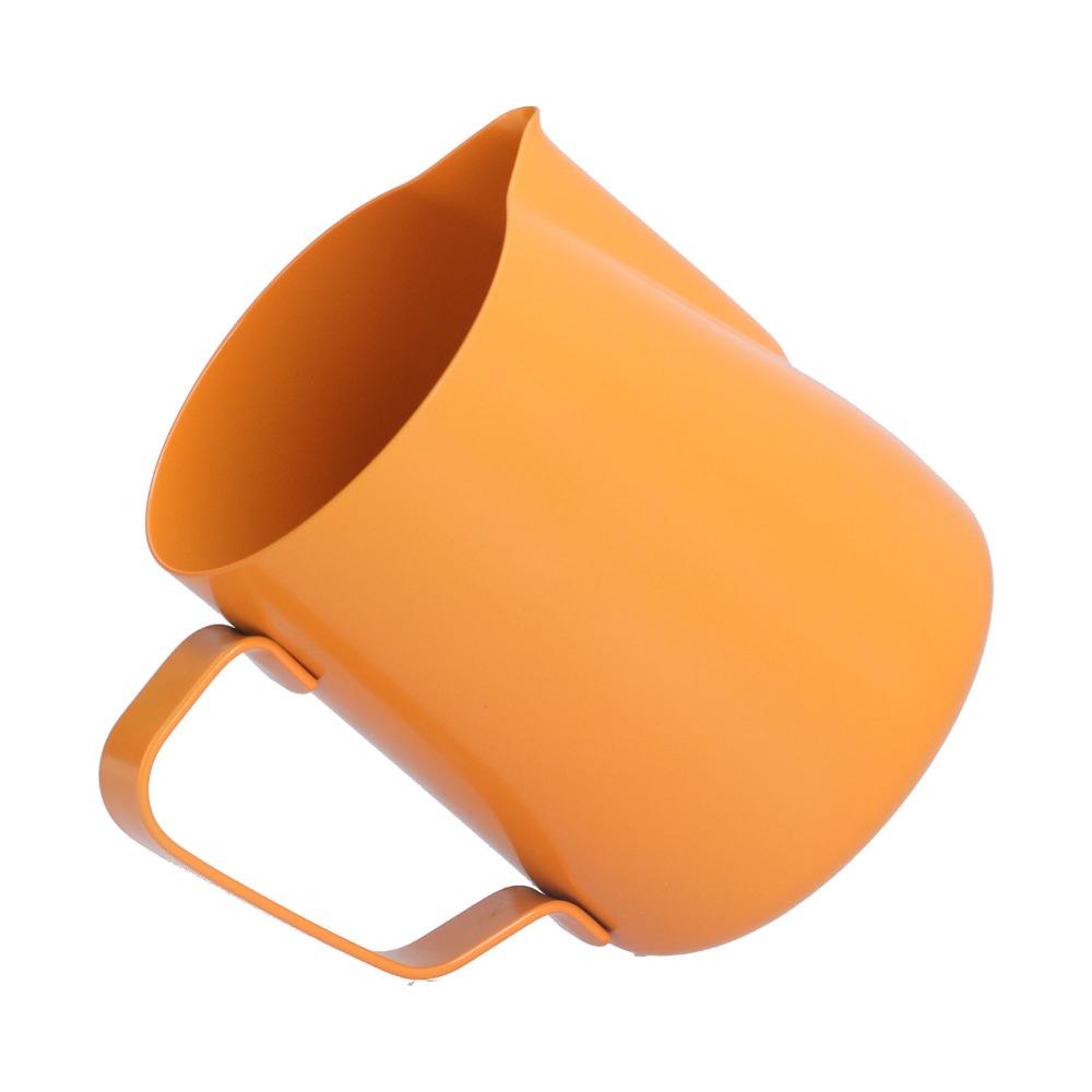 Kaffetillbehör Rostfritt Stål Mjölkskummare 400 ml Kapacitet Spetsig Pip Kaffekanna Orange Skumkanna Kaffebryggning