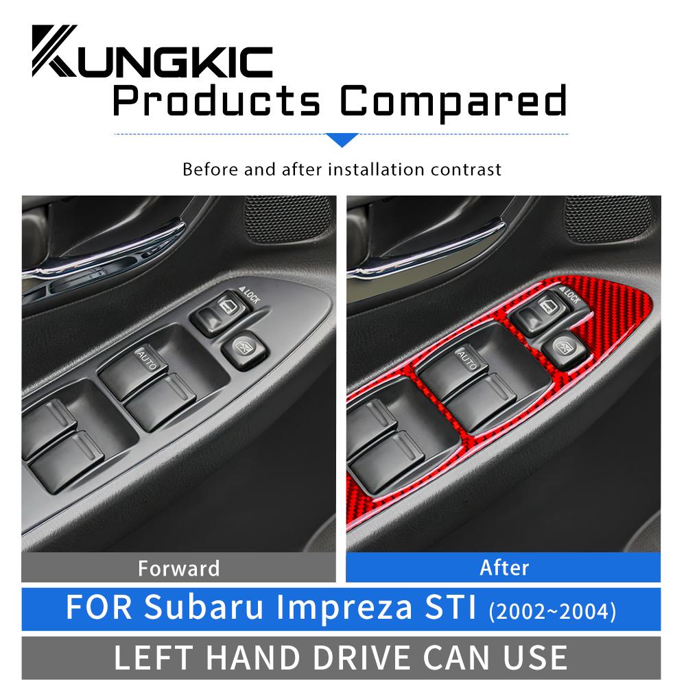 Sticker For Subaru Impreza STI 2002 2003 2004 Car Window Lift Switch Panel Button Panel Cover Trim Real Carbon Fiber