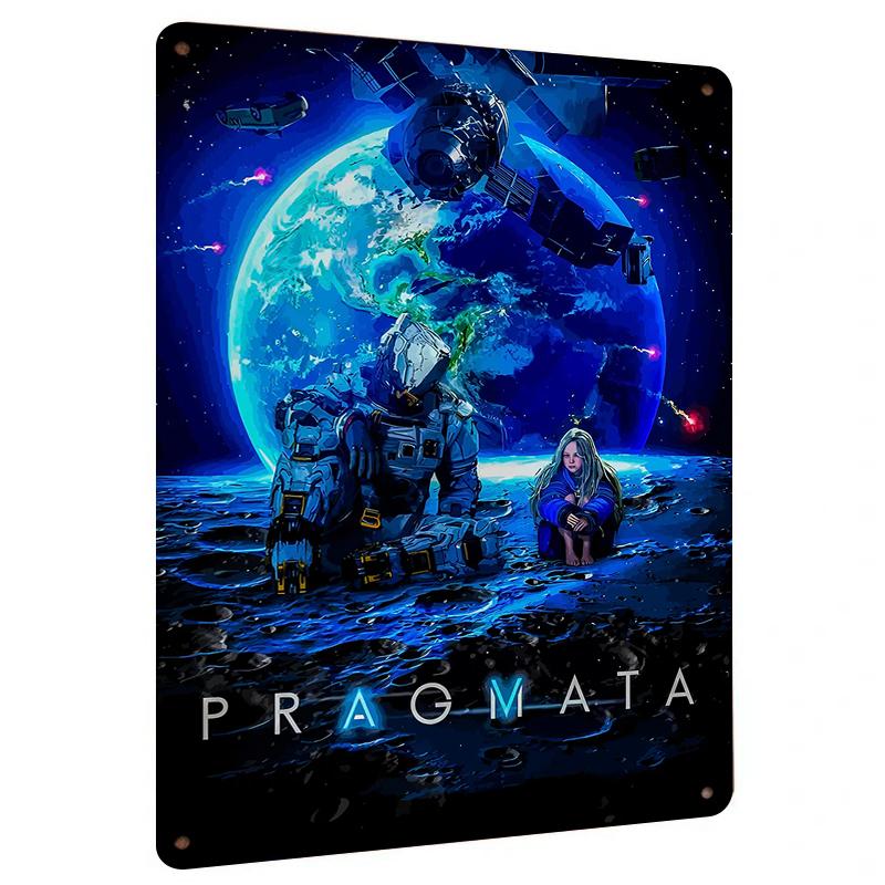 

Sci Fi Astronaut Girl Moon Planet Illustration Metal Tin Sign Home Decor Wall Art 20x30cm（7.8x11.8inch）