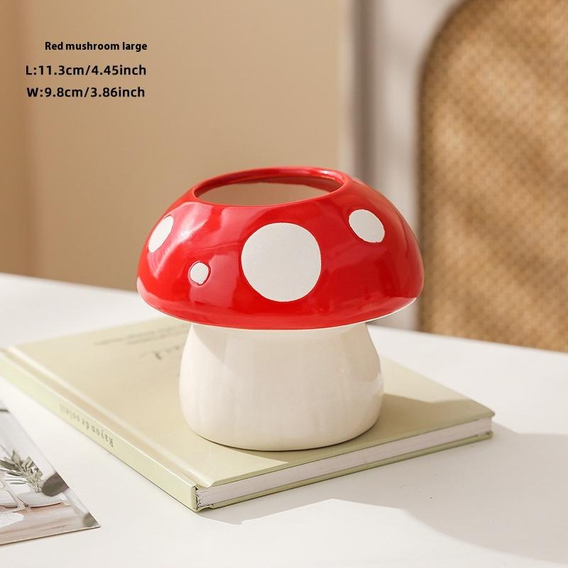 1pc Ceramic Mushroom Pen Holder, Creative Desktop Organizer for Students and Office Use, Perfect for Storing Stationery, Makeup
