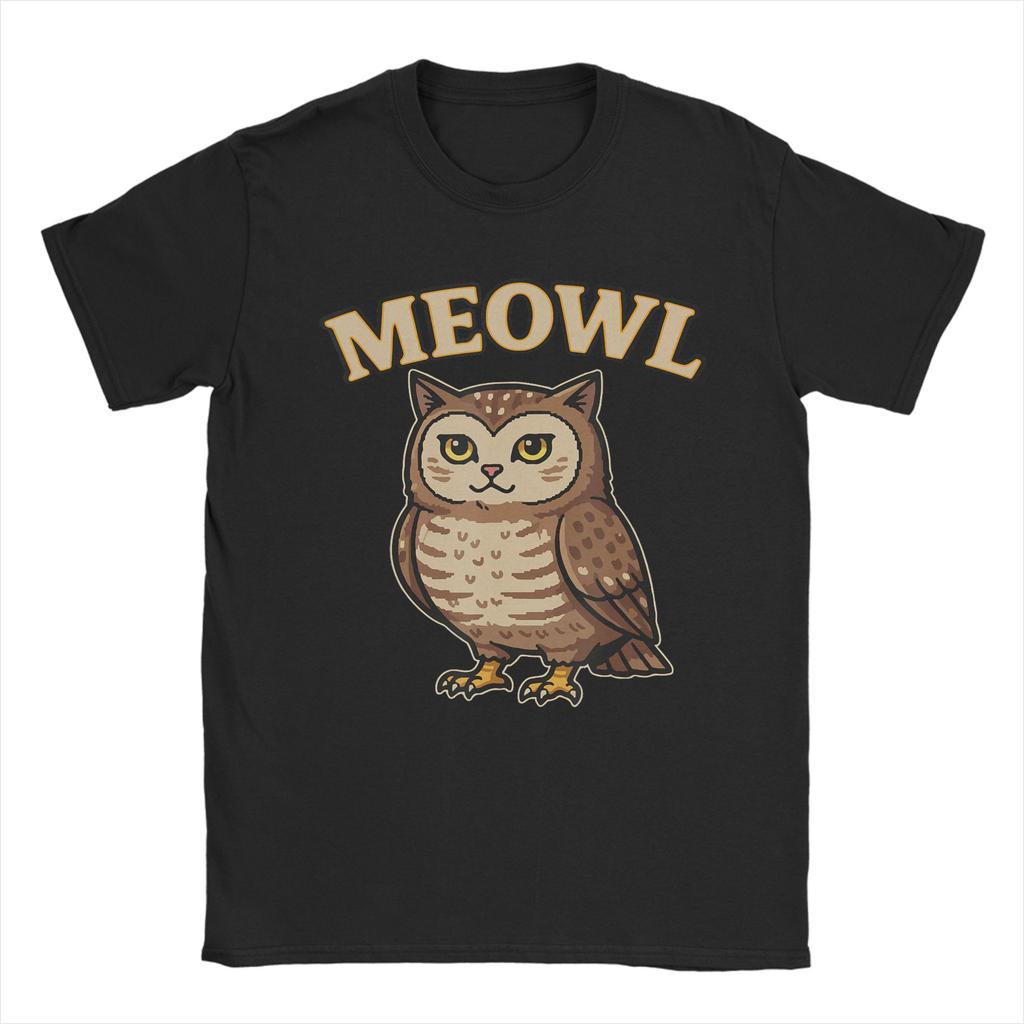 Meowl Funny Meow Cat Owl Brainrot Meme Unisex T Shirts Funny Tee Shirt Short Sleeve Crewneck TShirt 100 Cotton Gift Idea Clothes