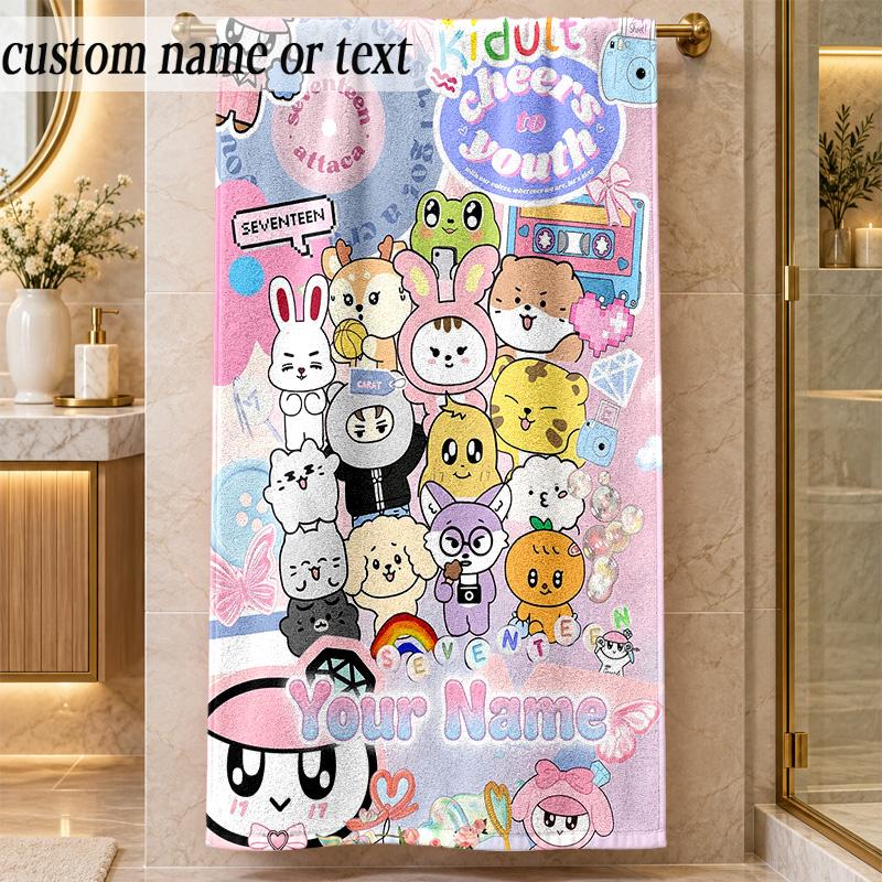 Beach TowelSEVENTEEN Custom Name Text Personalized Soft Towel for Beach Pool Indoor Home Decor Gift