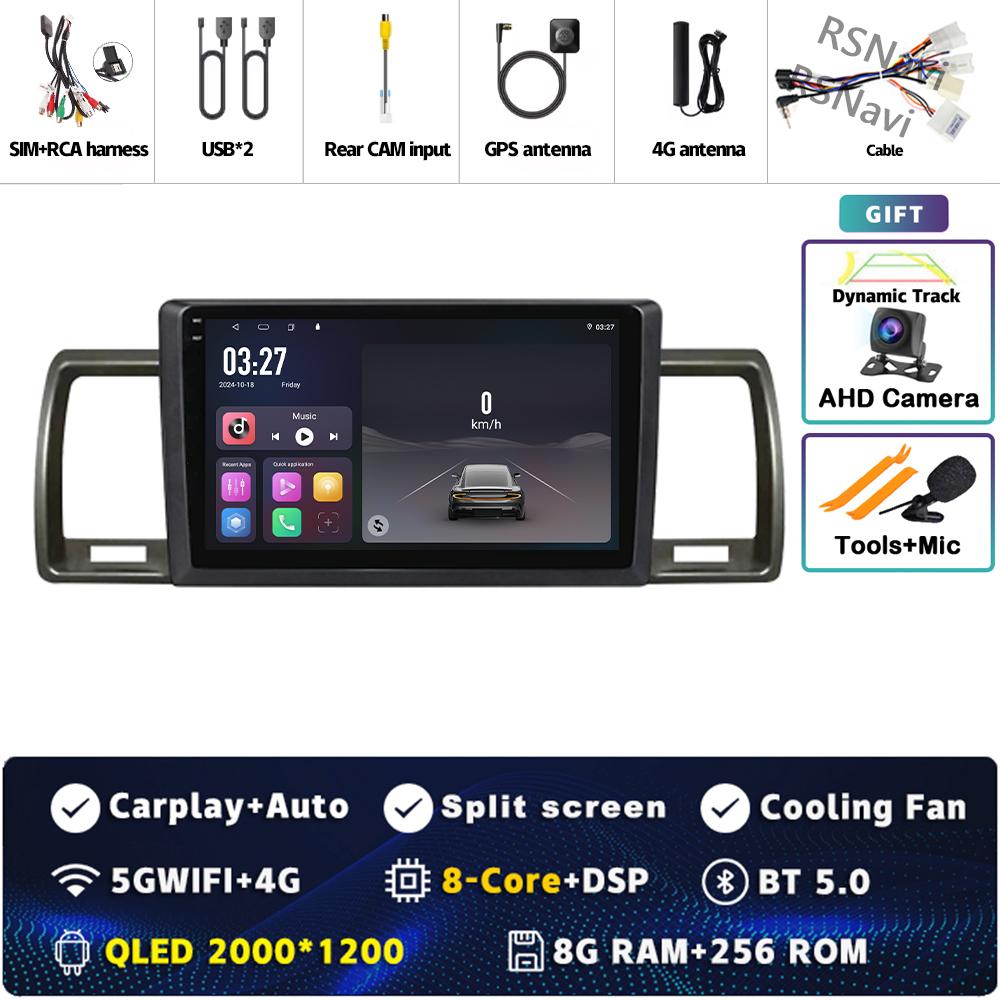 Android 14 Carplay Car Radio For Toyota Hiace 2004 - 2019 Multimedia Video Player Navigation GPS Stereo 2 Din Head Unit WIFI+4G