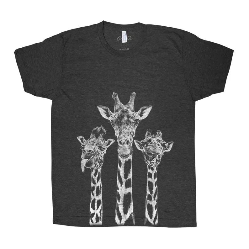 Giraffe Graphic Tee: Unisex Tri-Blend Animal Print T-Shirt 3XL