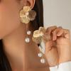 2025 New Design Trendy Imitation Pearl  Earrings Romantic Flower Petal Long Tassel Drop Earrings For Women  Wedding  Gift