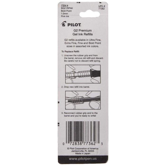 Pilot G2 Gel Ink Refills for Rolling Ball Pens, 2-Pack, Bold (1.0mm), Pink