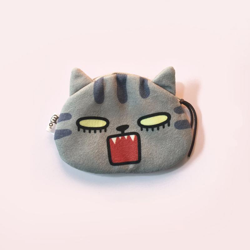 Kawaii Cat Earphone Bags Children Coin Purse Interesting Cat Expression Earphone Data Cable Portable Storage Bag