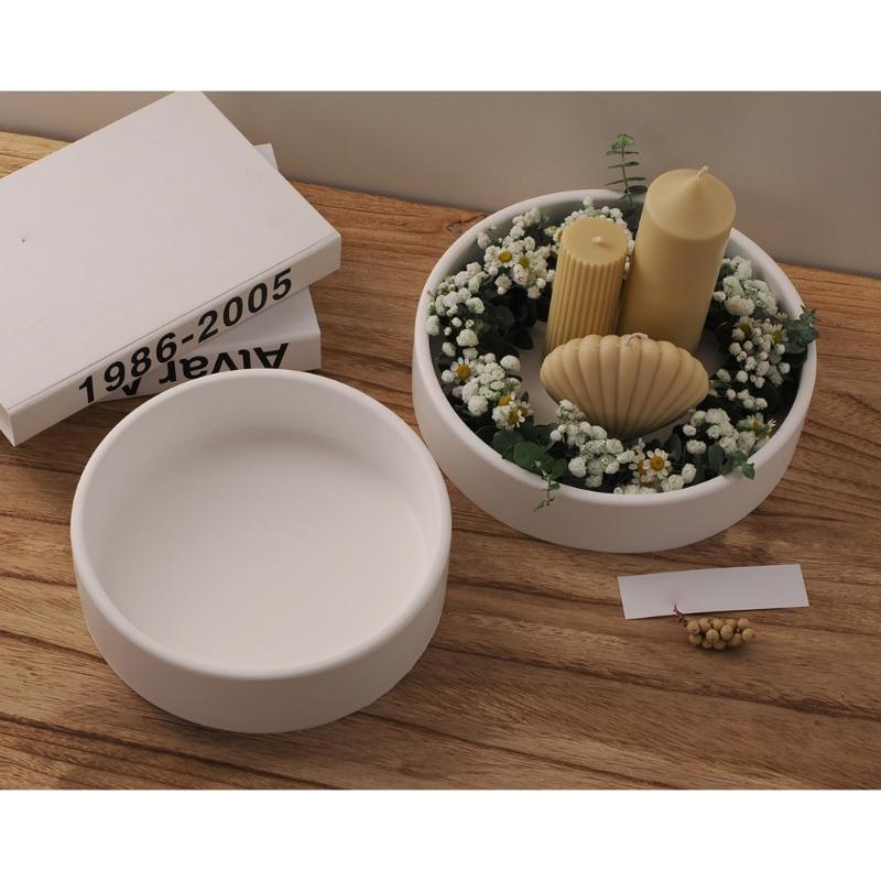 Round Storage Bowl Silicone Molds Candle Tray Molds Plaster Molds Epoxy Resin Molds Castings Molds Flower Pots Molds
