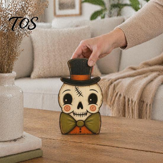 Decorative Figurines for Shelves Halloween Tiered Tray Decorations, Wooden Tabletop Ornaments, Vintage Centerpiece Style Desktop Ornaments Home