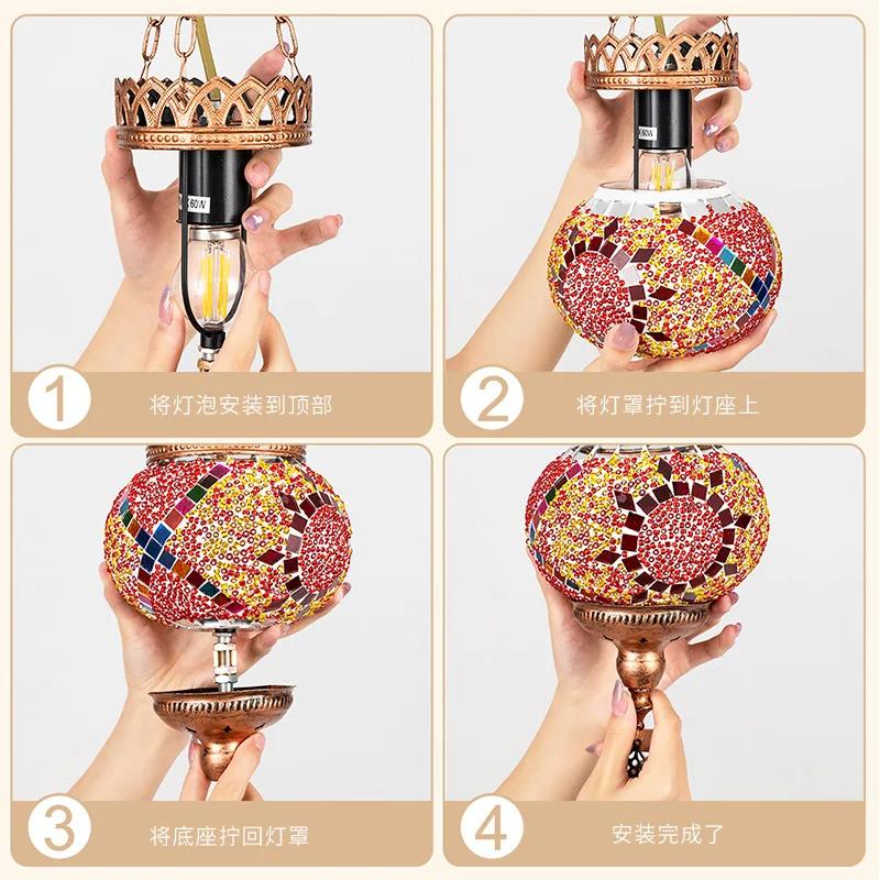 Mediterranean-style Turkish-Moroccan chandeliers decorated with handcrafted glass shade restaurant Mosaic chandeliers