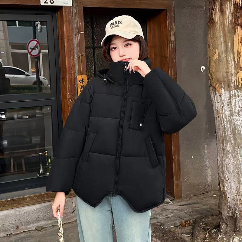 

Короткое пальто в стиле колледж с капюшоном, в стиле колор-блок, с хлопковой подкладкой, базовая куртка M чёрный