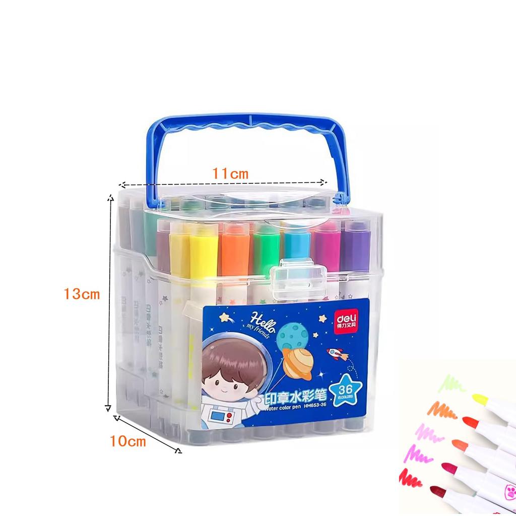 Art Marker Pens for Thick Round Pencils with Cartoon Sticker Smooth Color Quick No Perfect for and Art Gifts for Adults and Kids 36-Color Water-Based