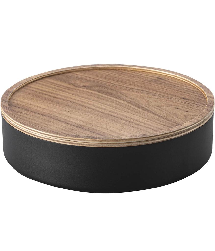 Yamazaki Jitsugyo (Yamazaki) Aufbewahrungsbox mit Deckel, rund, braun, ca.. B22,2 x T22,2 x H6 cm RIN RIN Deckel lässt sich in eine Tablett-Aufbewahrungsbox 5800 umwandeln
