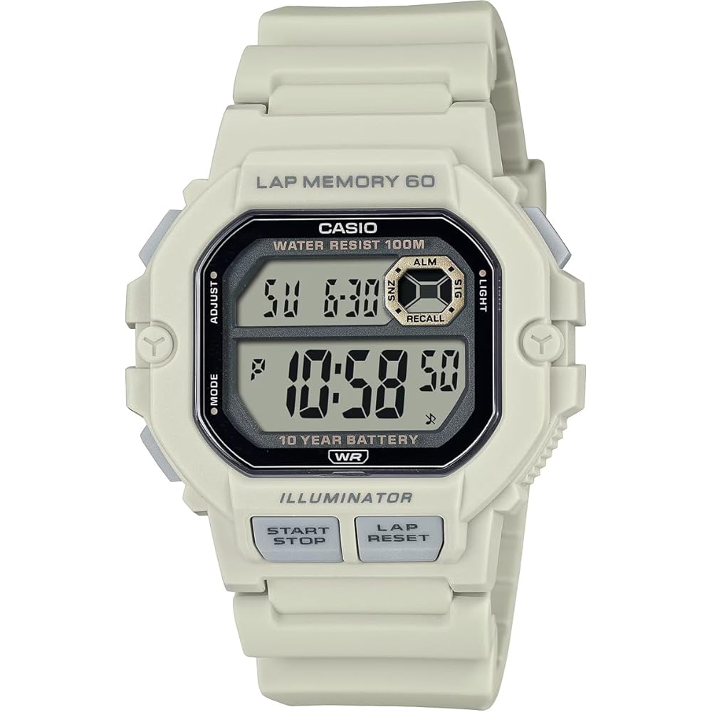 

Casio WS-1400H Square Digital Sports Watch with Lap Memory 60 for Running and Jogging Sand Color