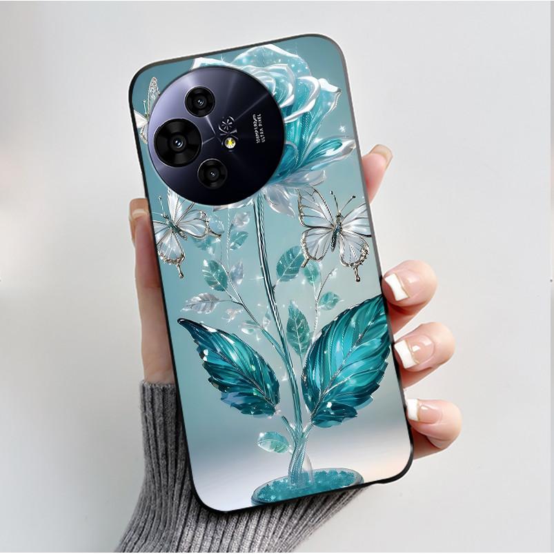 Case For TCL 50 Pro NxtPaper 5G Phone Case Luxury Fashion Butterfly Flower Black Soft TPU Silicone Shockproof Cover Casing Shell