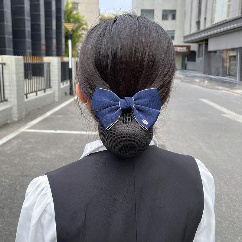 Head Flower Female Vocational Nurse Hairnet Bank Flight Attendant Special Disc Hair Net Pocket Bow Hairpin Tooling Headdress