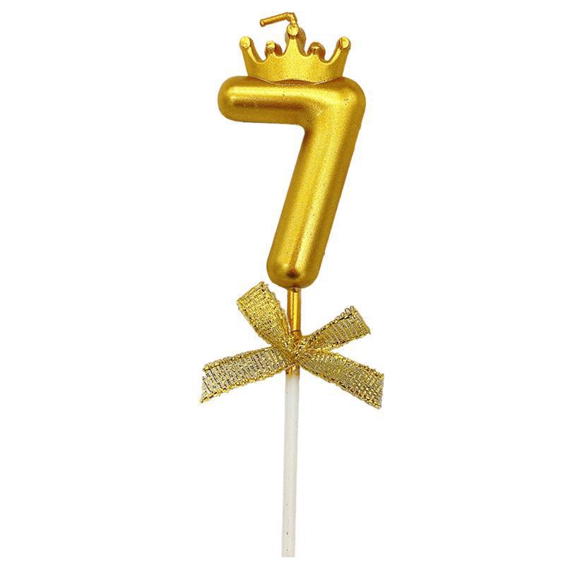Gold Crown Number Birthday Candles Luxury Metallic Numeral Cake Toppers Happy Birthday Party Decorations for Kids Adults Men Women