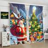 2PCS- Christmas Santa Claus Christmas tree pattern printed curtains   Christmas decorations   home decorations   room decorations
