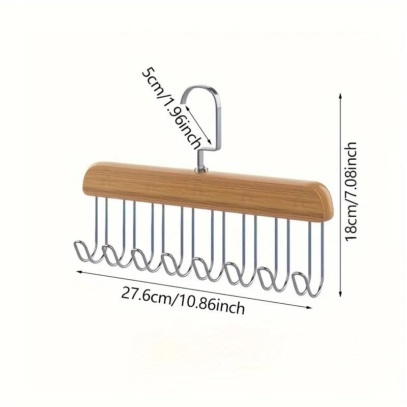 8 Hooks Multi-functional Wooden Suspenders, Underwear Rack, Vest, Tie Hook, Solid Wood Drying Rack.
