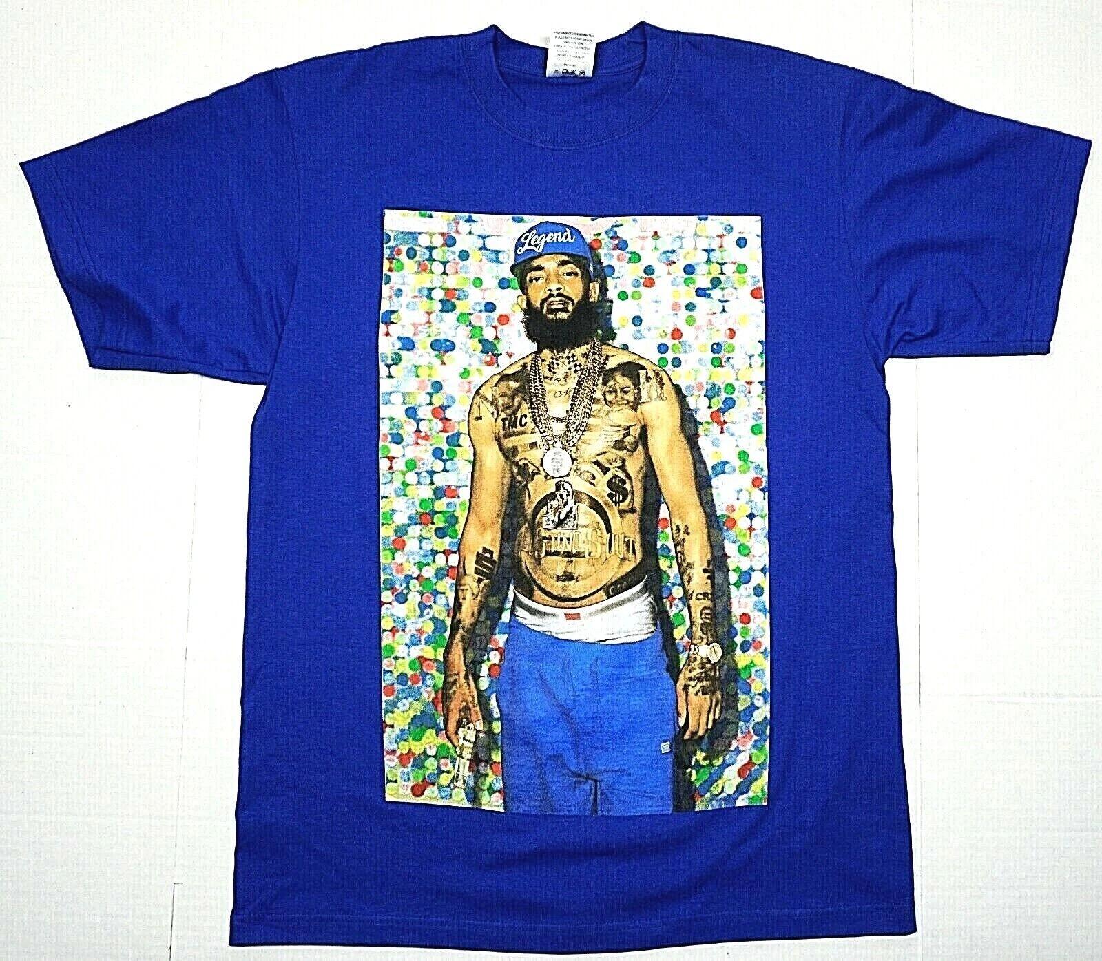 NIPSEY HUSSLE T-shirt Crenshaw Urban Hip Hop Rap HU$$LE Men s Tee Blue New XXXL