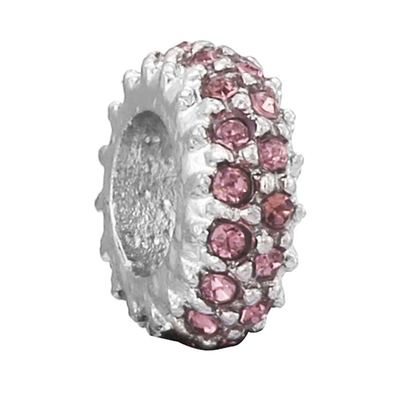 New Silver Plated Pink Diamond Butterfly Alloy Large Hole Charm Beads For DIY Bracelet Necklace Jewelry Accessories Gift