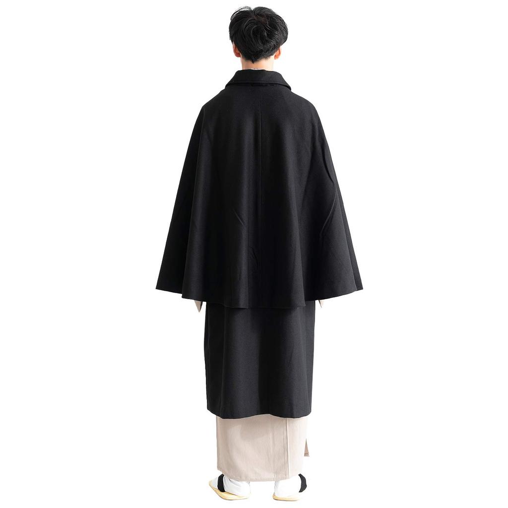 KYOETSU Japanese Coat TONBI woollen blend fabric LL Black