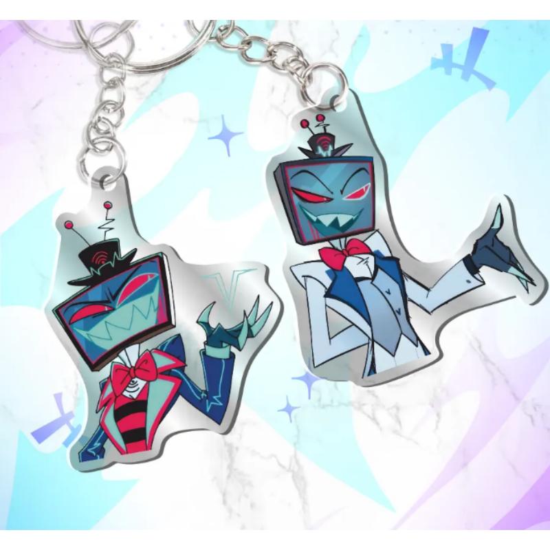 Acrylic Key Buckle for Alastor Lucifer Charlie Vox Adam The Exorcist Anime Cartoons Acrylic Key Chain Student Backpack Pendant