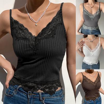 Fashion Women's Irregular V-Neck Lace Small Camisole Slim Tank